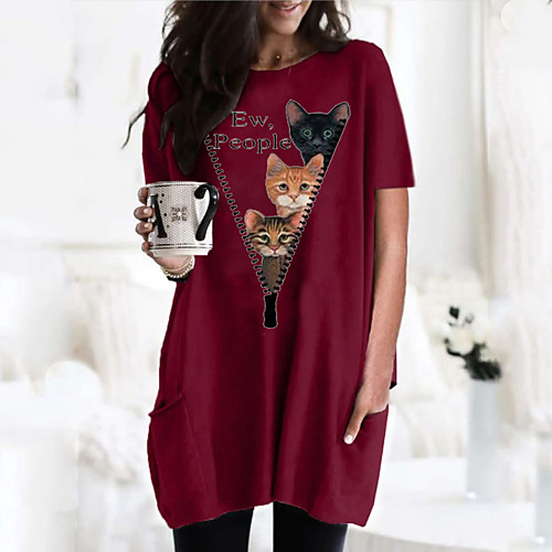 Women's T shirt Dress Cat Graphic 3D Round Neck Tops Basic Basic Top Black Wine Army Green
Women's T shirt Dress Cat Graphic 3D Round Neck Tops Basic Basic Top Black Wine Army Green