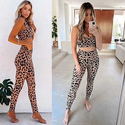 Women's 2pcs Yoga Suit Cropped Wirefree Leopard Light Coffee White Brown Yoga Fitness Running Cropped Leggings Underwear Tank Top Sleeveless Sport Activewear Butt Lift Breathable Stretchy Slim
Women's 2pcs Yoga Suit Cropped Wirefree Leopard Light Coffee White Brown Yoga Fitness Running Cropped Leggings Underwear Tank Top Sleeveless Sport Activewear Butt Lift Breathable Stretchy Slim