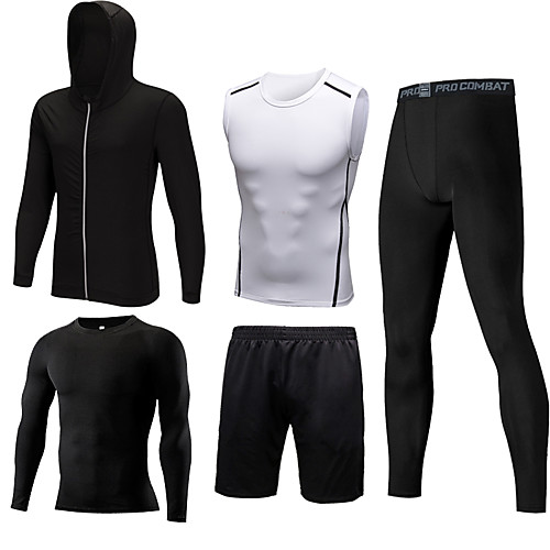 Men's Tracksuit Activewear Set Athletic Athleisure 5pcs Summer Long Sleeve Spandex Quick Dry Breathable Sweat Out Fitness Gym Workout Running Active Training Training Sportswear Solid Colored Normal
Men's Tracksuit Activewear Set Athletic Athleisure 5pcs Summer Long Sleeve Spandex Quick Dry Breathable Sweat Out Fitness Gym Workout Running Active Training Training Sportswear Solid Colored Normal