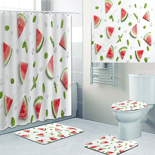 Watermelon Printed Bathtub Curtain Liner Covered with Waterproof Fabric shower Curtain for Bathroom home Decoration with hook floor mat and four-piece Toilet mat
Watermelon Printed Bathtub Curtain Liner Covered with Waterproof Fabric shower Curtain for Bathroom home Decoration with hook floor mat and four-piece Toilet mat