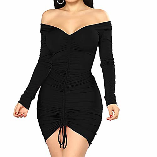 sussurro women's dresses off shoulder sexy elegant ruched drawstring party bodycon dress(small black)
sussurro women's dresses off shoulder sexy elegant ruched drawstring party bodycon dress(small black)