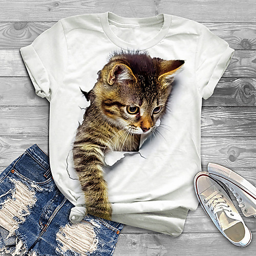 Women's Plus Size Print Cat Graphic Animal T shirt Large Size Crewneck Short Sleeve Basic Tops XL XXL 3XL White Blue Big Size
Women's Plus Size Print Cat Graphic Animal T shirt Large Size Crewneck Short Sleeve Basic Tops XL XXL 3XL White Blue Big Size