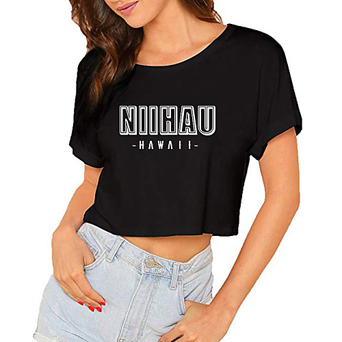 Women's Crop Tshirt Letter Print Round Neck Tops 100% Cotton Basic Basic Top Black
Women's Crop Tshirt Letter Print Round Neck Tops 100% Cotton Basic Basic Top Black