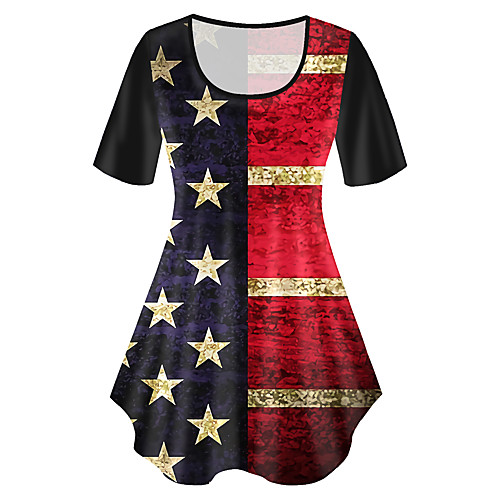 Women's Plus Size Print Graphic Flag T shirt Large Size Crewneck Short Sleeve Basic Tops XL XXL 3XL Blue Big Size
Women's Plus Size Print Graphic Flag T shirt Large Size Crewneck Short Sleeve Basic Tops XL XXL 3XL Blue Big Size