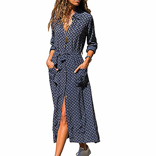 gloa maxi dress, women long sleeve stripes print pockets waist belt button down maxi shirt dress navy blue s
gloa maxi dress, women long sleeve stripes print pockets waist belt button down maxi shirt dress navy blue s