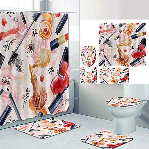 Light Pink Cosmetics Digital Printing Four-piece Set Shower Curtains and Hooks Modern Polyester Machine Made Waterproof Bathroom
Light Pink Cosmetics Digital Printing Four-piece Set Shower Curtains and Hooks Modern Polyester Machine Made Waterproof Bathroom