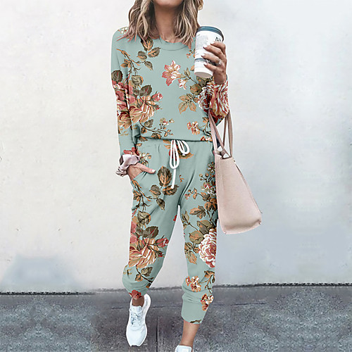 Women's Basic Streetwear Floral Vacation Casual / Daily Two Piece Set Tracksuit T shirt Pant Loungewear Drawstring Print Tops
Women's Basic Streetwear Floral Vacation Casual / Daily Two Piece Set Tracksuit T shirt Pant Loungewear Drawstring Print Tops