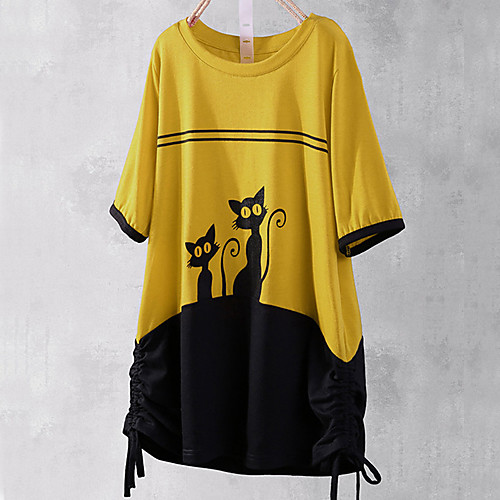Women's Plus Size Cat Graphic T shirt Large Size Round Neck Short Sleeve Tops M L XL Yellow Orange Big Size
Women's Plus Size Cat Graphic T shirt Large Size Round Neck Short Sleeve Tops M L XL Yellow Orange Big Size