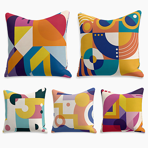 Double Side 5PC Linen Soft Decorative Square Throw Pillow Cover Cushion Case Pillowcase for Sofa Bedroom 45 x 45 cm (18 x 18 Inch) Superior Quality Machine Washable Print Geometric Pattern
Double Side 5PC Linen Soft Decorative Square Throw Pillow Cover Cushion Case Pillowcase for Sofa Bedroom 45 x 45 cm (18 x 18 Inch) Superior Quality Machine Washable Print Geometric Pattern