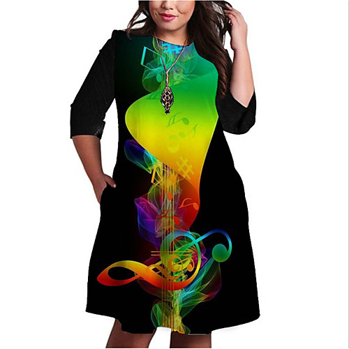 Women's Plus Size Dresses Shift Dress Knee Length Dress 3/4 Length Sleeve Graphic Print Basic Fall Black XL XXL 3XL 4XL 5XL / Holiday
Women's Plus Size Dresses Shift Dress Knee Length Dress 3/4 Length Sleeve Graphic Print Basic Fall Black XL XXL 3XL 4XL 5XL / Holiday