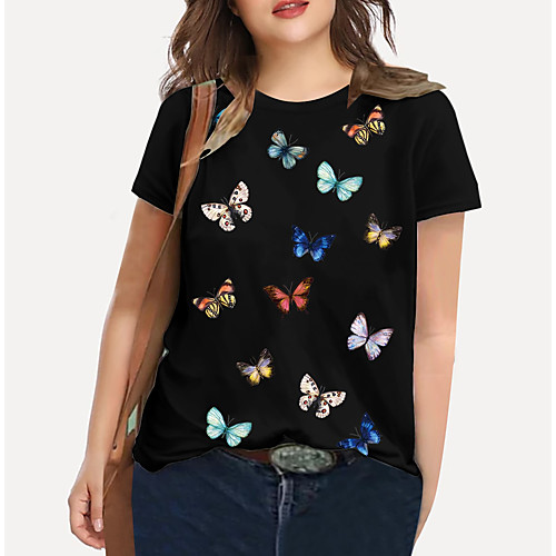 Women's Plus Size Print Graphic Butterfly T shirt Large Size Crewneck Short Sleeve Basic Tops XL XXL 3XL Black Big Size
Women's Plus Size Print Graphic Butterfly T shirt Large Size Crewneck Short Sleeve Basic Tops XL XXL 3XL Black Big Size
