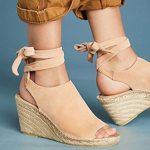 Women's Heels Wedge Heel Open Toe Suede Solid Colored Black Pink Khaki
Women's Heels Wedge Heel Open Toe Suede Solid Colored Black Pink Khaki