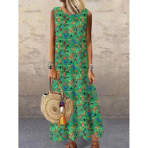 Women's Shift Dress Maxi long Dress Green Sleeveless Print Animal Print Spring Summer Round Neck Casual 2021 S M L XL XXL 3XL
Women's Shift Dress Maxi long Dress Green Sleeveless Print Animal Print Spring Summer Round Neck Casual 2021 S M L XL XXL 3XL
