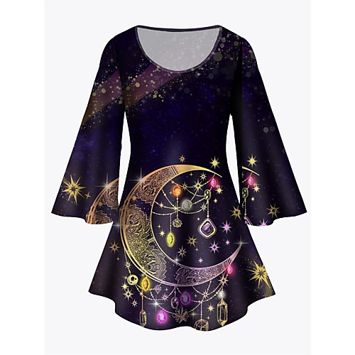 Women's Plus Size Print Graphic Moon Tunic Large Size Crewneck 3/4 Length Sleeve Basic Tops XL XXL 3XL Black Big Size
Women's Plus Size Print Graphic Moon Tunic Large Size Crewneck 3/4 Length Sleeve Basic Tops XL XXL 3XL Black Big Size