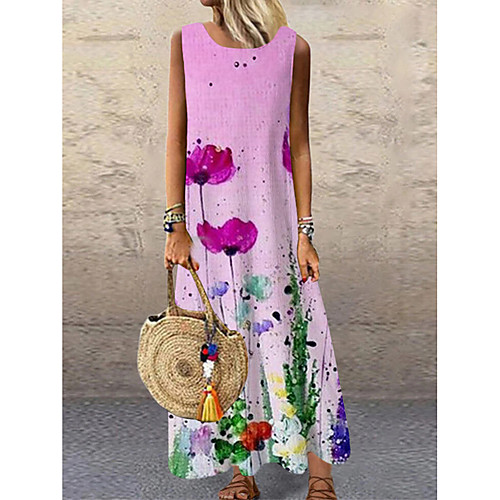Women's Shift Dress Maxi long Dress Purple Sleeveless Floral Print Print Spring Summer Round Neck Casual 2021 S M L XL XXL 3XL
Women's Shift Dress Maxi long Dress Purple Sleeveless Floral Print Print Spring Summer Round Neck Casual 2021 S M L XL XXL 3XL