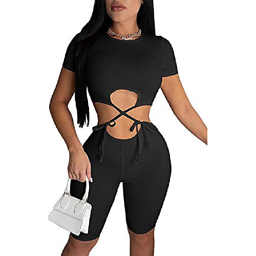 wuitrie womens short sleeve one piece outfits bodycon romper hollow out lace up short casual sports jumpsuit
wuitrie womens short sleeve one piece outfits bodycon romper hollow out lace up short casual sports jumpsuit