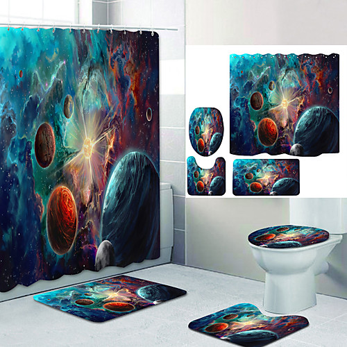 Outer Space Planet Digital Printing Four-piece Set Shower Curtains and Hooks Modern Polyester Machine Made Waterproof Bathroom
Outer Space Planet Digital Printing Four-piece Set Shower Curtains and Hooks Modern Polyester Machine Made Waterproof Bathroom