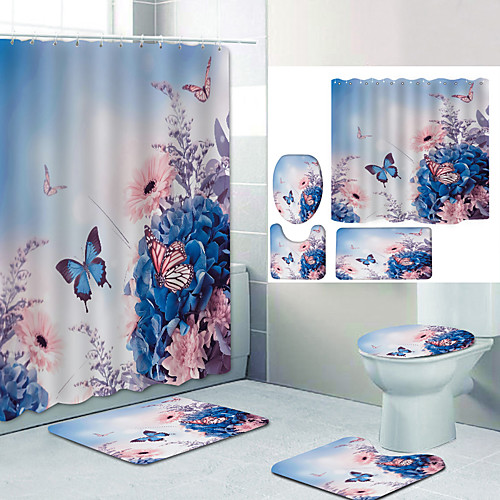 Pink Butterfly Digital Printing Four-piece Set Shower Curtains and Hooks Modern Polyester Machine Made Waterproof Bathroom
Pink Butterfly Digital Printing Four-piece Set Shower Curtains and Hooks Modern Polyester Machine Made Waterproof Bathroom