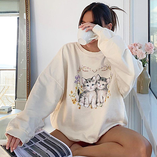Women's Sweatshirt Womens Pullover Spandex Cat Sport Athleisure Sweatshirt Top Long Sleeve Breathable Soft Comfortable Everyday Use Casual Daily Outdoor Exercising
Women's Sweatshirt Womens Pullover Spandex Cat Sport Athleisure Sweatshirt Top Long Sleeve Breathable Soft Comfortable Everyday Use Casual Daily Outdoor Exercising