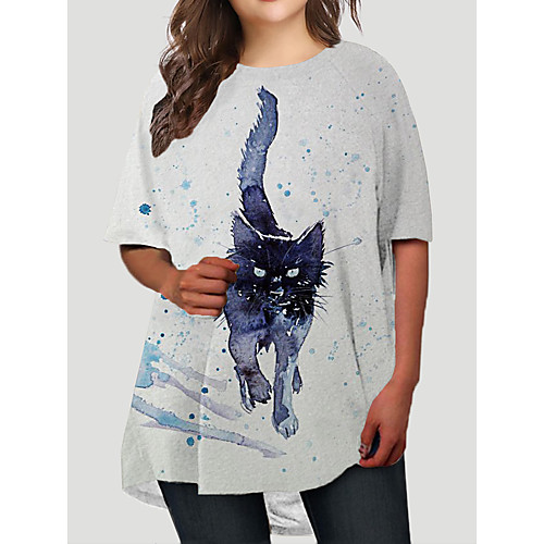 Women's Plus Size Dresses T Shirt Dress Tee Dress Short Mini Dress Half Sleeve Cat Graphic Animal Print Basic Fall Blue XL XXL 3XL 4XL 5XL / Holiday
Women's Plus Size Dresses T Shirt Dress Tee Dress Short Mini Dress Half Sleeve Cat Graphic Animal Print Basic Fall Blue XL XXL 3XL 4XL 5XL / Holiday