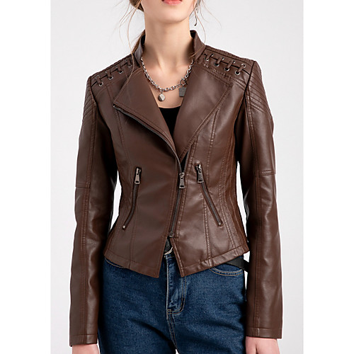 Women's Faux Leather Jackets Solid Colored Patchwork Casual Spring & Fall Jacket Regular Daily Long Sleeve PU Coat Tops Black
Women's Faux Leather Jackets Solid Colored Patchwork Casual Spring & Fall Jacket Regular Daily Long Sleeve PU Coat Tops Black