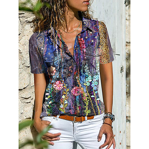 Women's Blouse Shirt Floral Graphic Button Print Shirt Collar Tops Casual Streetwear Basic Top Purple Yellow Green
Women's Blouse Shirt Floral Graphic Button Print Shirt Collar Tops Casual Streetwear Basic Top Purple Yellow Green
