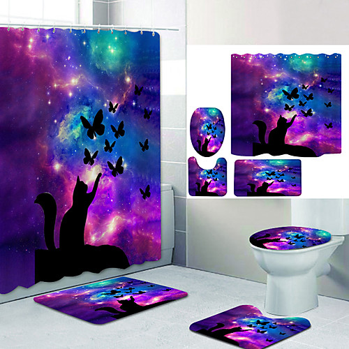 Cat Catching Butterfly Digital Printing Four-piece Set Shower Curtains and Hooks Modern Polyester Machine Made Waterproof Bathroom
Cat Catching Butterfly Digital Printing Four-piece Set Shower Curtains and Hooks Modern Polyester Machine Made Waterproof Bathroom