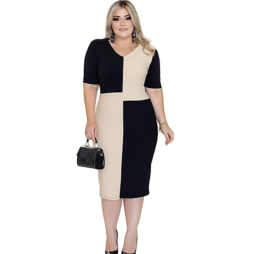 Women's Plus Size Dresses Sheath Dress Knee Length Dress Short Sleeve Color Block V Neck Classic Summer L XL XXL XXXL 4XL
Women's Plus Size Dresses Sheath Dress Knee Length Dress Short Sleeve Color Block V Neck Classic Summer L XL XXL XXXL 4XL