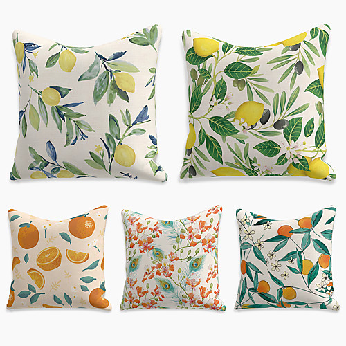 Double Side Cushion Cover 5PC Linen Soft Decorative Square Throw Pillow Cover for Sofa Bedroom 45 x 45 cm (18 x 18 Inch) Superior Quality Machine Washable Print Summer Fruit Flower Citrus Orange
Double Side Cushion Cover 5PC Linen Soft Decorative Square Throw Pillow Cover for Sofa Bedroom 45 x 45 cm (18 x 18 Inch) Superior Quality Machine Washable Print Summer Fruit Flower Citrus Orange