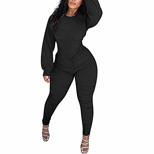haoyuan long sleeve bodycon jumpsuits for women - one piece outfits ruched stacked pants rompers (black, m)
haoyuan long sleeve bodycon jumpsuits for women - one piece outfits ruched stacked pants rompers (black, m)