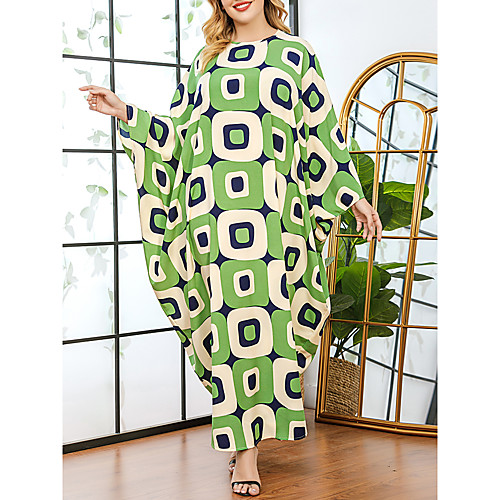 Women's Plus Size Dresses Swing Dress Maxi long Dress Batwing Sleeve Long Sleeve Geometry Print Casual Spring & Fall Green One Size / Loose
Women's Plus Size Dresses Swing Dress Maxi long Dress Batwing Sleeve Long Sleeve Geometry Print Casual Spring & Fall Green One Size / Loose