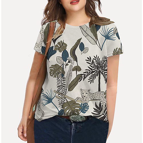 Women's Plus Size Print Graphic Leaf Animal T shirt Large Size Crewneck Short Sleeve Basic Tops XL XXL 3XL Beige Big Size
Women's Plus Size Print Graphic Leaf Animal T shirt Large Size Crewneck Short Sleeve Basic Tops XL XXL 3XL Beige Big Size