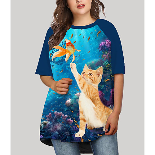 Women's Plus Size Dresses T Shirt Dress Tee Dress Short Mini Dress Half Sleeve Cat Graphic Animal Print Basic Fall Blue XL XXL 3XL 4XL 5XL / Holiday
Women's Plus Size Dresses T Shirt Dress Tee Dress Short Mini Dress Half Sleeve Cat Graphic Animal Print Basic Fall Blue XL XXL 3XL 4XL 5XL / Holiday