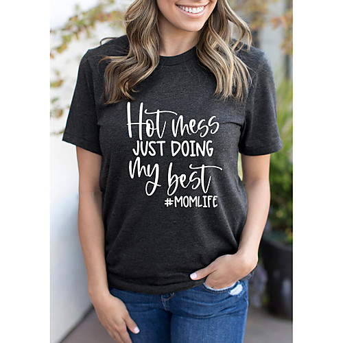 Women's T shirt Graphic Text Letter Print Round Neck Tops 100% Cotton Basic Basic Top Dark Gray Light Green Light Blue
Women's T shirt Graphic Text Letter Print Round Neck Tops 100% Cotton Basic Basic Top Dark Gray Light Green Light Blue
