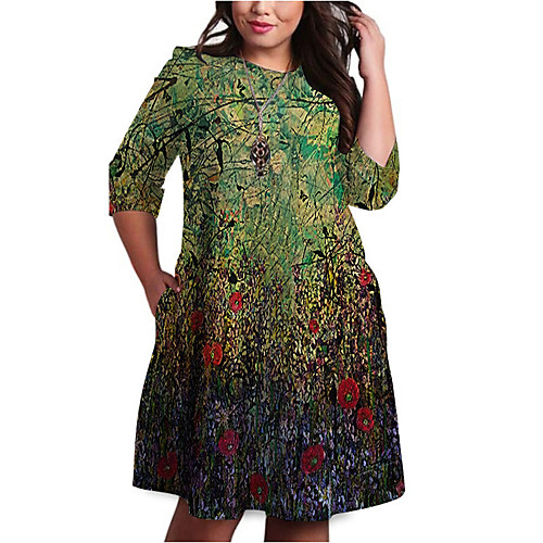Women's Plus Size Dresses Shift Dress Knee Length Dress 3/4 Length Sleeve Floral Graphic Butterfly Print Basic Fall Green XL XXL 3XL 4XL 5XL / Holiday
Women's Plus Size Dresses Shift Dress Knee Length Dress 3/4 Length Sleeve Floral Graphic Butterfly Print Basic Fall Green XL XXL 3XL 4XL 5XL / Holiday