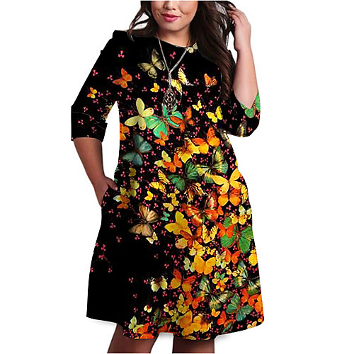 Women's Plus Size Dresses Shift Dress Knee Length Dress 3/4 Length Sleeve Graphic Butterfly Print Basic Fall Light Yellow Red Green XL XXL 3XL 4XL 5XL / Holiday
Women's Plus Size Dresses Shift Dress Knee Length Dress 3/4 Length Sleeve Graphic Butterfly Print Basic Fall Light Yellow Red Green XL XXL 3XL 4XL 5XL / Holiday