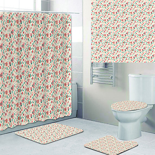 Beautiful Floral Printed Bathtub Curtain liner Covered with Waterproof Fabric shower Curtain for Bathroom home Decoration with hook floor mat and four-piece Toilet mat
Beautiful Floral Printed Bathtub Curtain liner Covered with Waterproof Fabric shower Curtain for Bathroom home Decoration with hook floor mat and four-piece Toilet mat