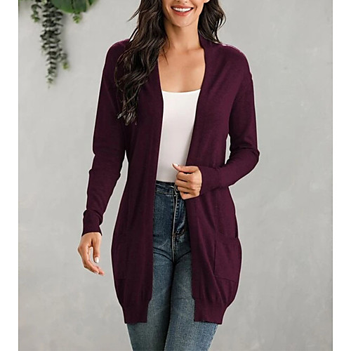 Women's Stylish Pocket Knitted Solid Color Cardigan Cotton Long Sleeve Sweater Cardigans V Neck Fall Spring Black Wine Navy Blue
Women's Stylish Pocket Knitted Solid Color Cardigan Cotton Long Sleeve Sweater Cardigans V Neck Fall Spring Black Wine Navy Blue