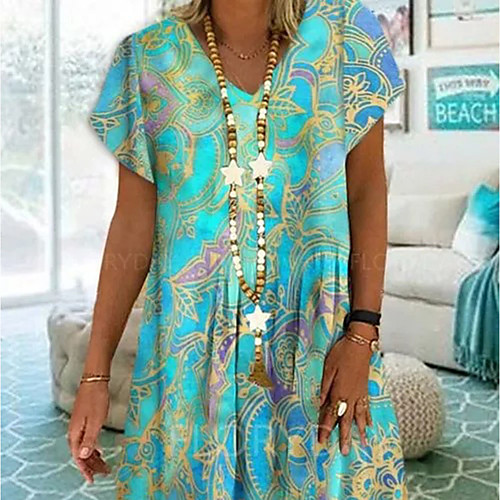 Women's Sundress Knee Length Dress Blue Red Short Sleeve Color Block Print Spring Summer V Neck Sexy Boho Holiday Loose 2021 S M L XL XXL 3XL 4XL 5XL
Women's Sundress Knee Length Dress Blue Red Short Sleeve Color Block Print Spring Summer V Neck Sexy Boho Holiday Loose 2021 S M L XL XXL 3XL 4XL 5XL