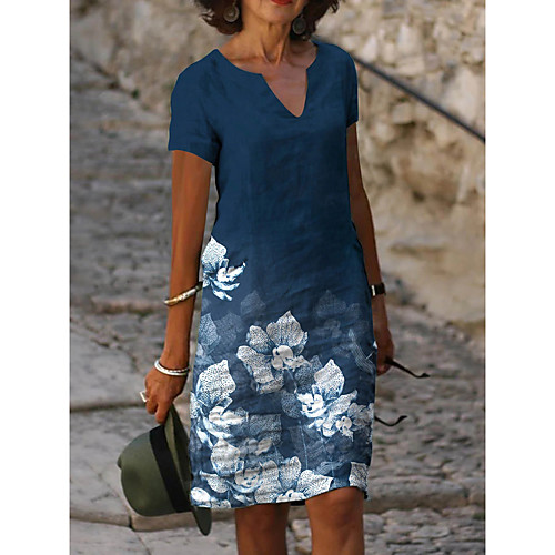 Women's A Line Dress Knee Length Dress Blue Short Sleeve Floral Print Spring Summer V Neck Casual 2021 S M L XL XXL 3XL
Women's A Line Dress Knee Length Dress Blue Short Sleeve Floral Print Spring Summer V Neck Casual 2021 S M L XL XXL 3XL