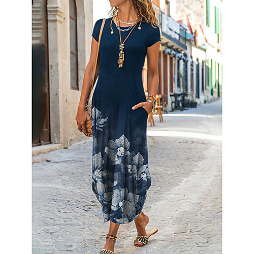 Women's T Shirt Dress Tee Dress Maxi long Dress Dark Blue Short Sleeve Print Pocket Print Spring Summer Round Neck Casual 2021 S M L XL XXL XXXL
Women's T Shirt Dress Tee Dress Maxi long Dress Dark Blue Short Sleeve Print Pocket Print Spring Summer Round Neck Casual 2021 S M L XL XXL XXXL
