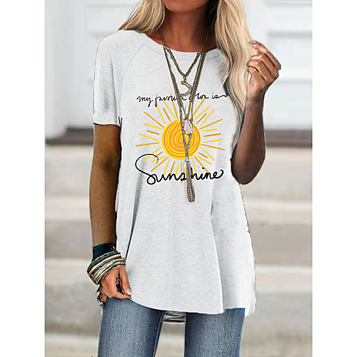 Women's T shirt Graphic Text Print Round Neck Tops Basic Basic Top White Gray
Women's T shirt Graphic Text Print Round Neck Tops Basic Basic Top White Gray