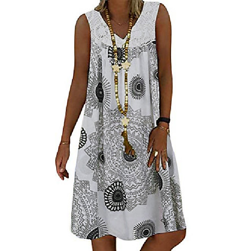 Women's Shift Dress Knee Length Dress White Green Gray Sleeveless Print Geometric Print Spring Summer V Neck Casual 2021 S M L XL XXL 3XL 4XL 5XL
Women's Shift Dress Knee Length Dress White Green Gray Sleeveless Print Geometric Print Spring Summer V Neck Casual 2021 S M L XL XXL 3XL 4XL 5XL