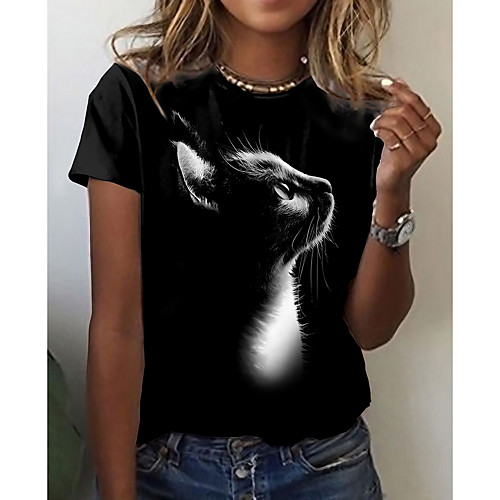 Women's 3D Cat Painting T shirt Cat 3D Animal Print Round Neck Basic Tops Black
Women's 3D Cat Painting T shirt Cat 3D Animal Print Round Neck Basic Tops Black