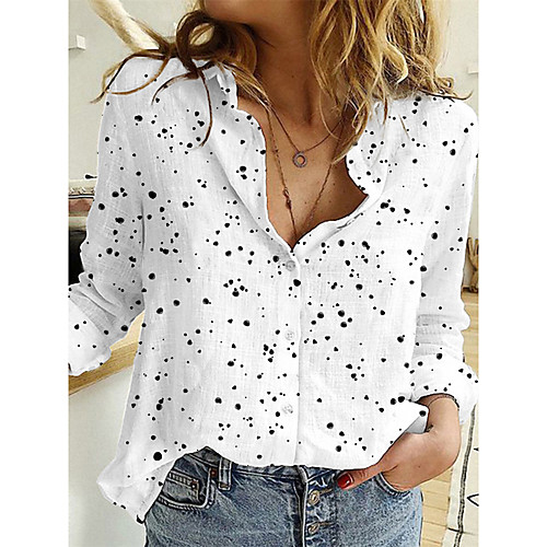 Women's Blouse Shirt Polka Dot Button Print Shirt Collar Casual Streetwear Tops Blue White / 3D Print
Women's Blouse Shirt Polka Dot Button Print Shirt Collar Casual Streetwear Tops Blue White / 3D Print