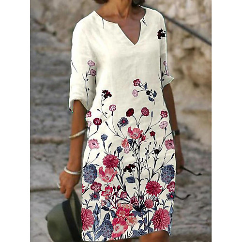 Women's Shift Dress Knee Length Dress Purple Gray Green Royal Blue White Black Light Blue Half Sleeve Floral Print Fall Spring V Neck Casual 2021 S M L XL XXL 3XL
Women's Shift Dress Knee Length Dress Purple Gray Green Royal Blue White Black Light Blue Half Sleeve Floral Print Fall Spring V Neck Casual 2021 S M L XL XXL 3XL