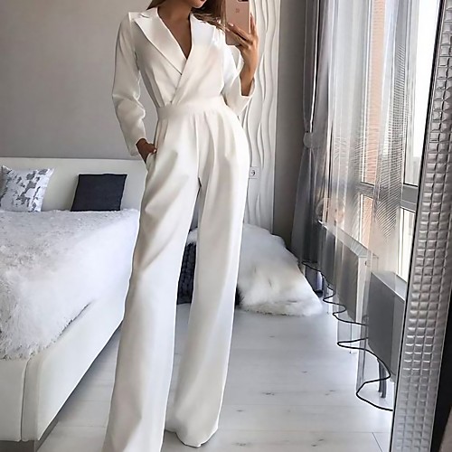 Women's Jumpsuit Elegant Casual Streetwear Daily Wear V Neck High Waist Wine White Black Jumpsuit Solid Color
Women's Jumpsuit Elegant Casual Streetwear Daily Wear V Neck High Waist Wine White Black Jumpsuit Solid Color