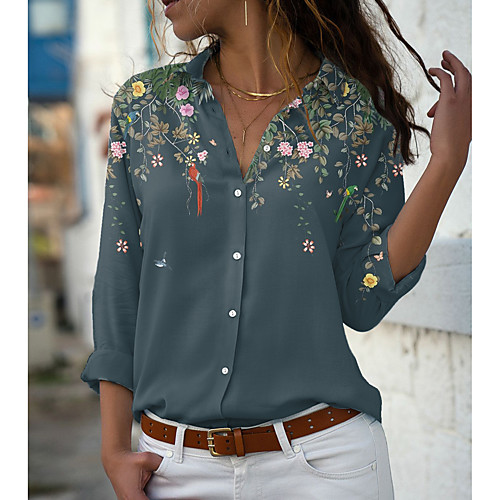 Women's Floral Theme Blouse Shirt Floral Graphic Button Print Shirt Collar Casual Streetwear Tops Green Brown Light Green / 3D Print
Women's Floral Theme Blouse Shirt Floral Graphic Button Print Shirt Collar Casual Streetwear Tops Green Brown Light Green / 3D Print