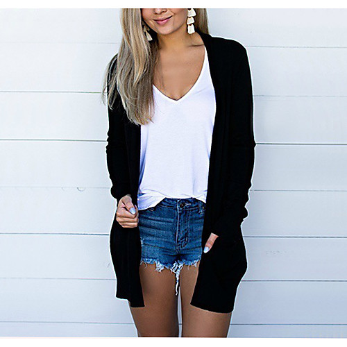 Women's Cardigan Pocket Solid Color Casual Long Sleeve Sweater Cardigans Open Front Fall Spring Summer Light Pink Gray Black 
Women's Cardigan Pocket Solid Color Casual Long Sleeve Sweater Cardigans Open Front Fall Spring Summer Light Pink Gray Black