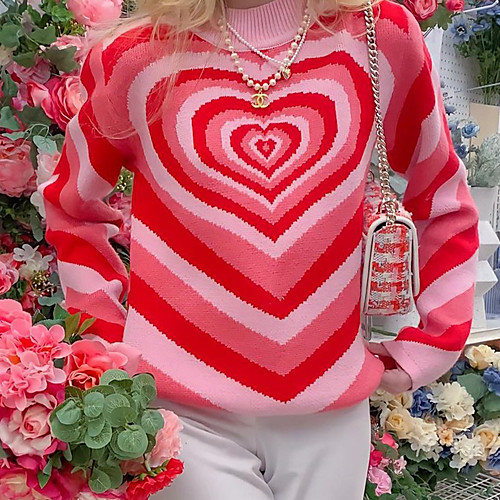Women's Pullover Sweater Modern Style LOVE Heart Active Casual Cotton Long Sleeve Sweater Cardigans Round Neck Fall Winter Blue Green Red / Holiday
Women's Pullover Sweater Modern Style LOVE Heart Active Casual Cotton Long Sleeve Sweater Cardigans Round Neck Fall Winter Blue Green Red / Holiday